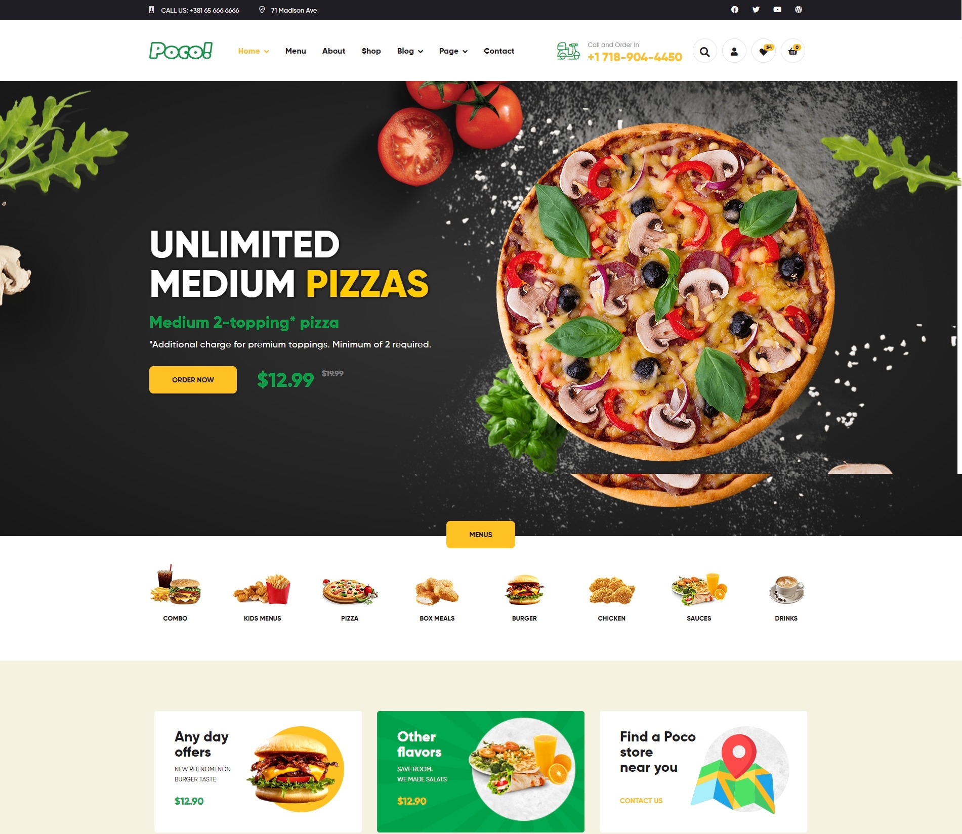 poco fast food restaurant wordpress theme