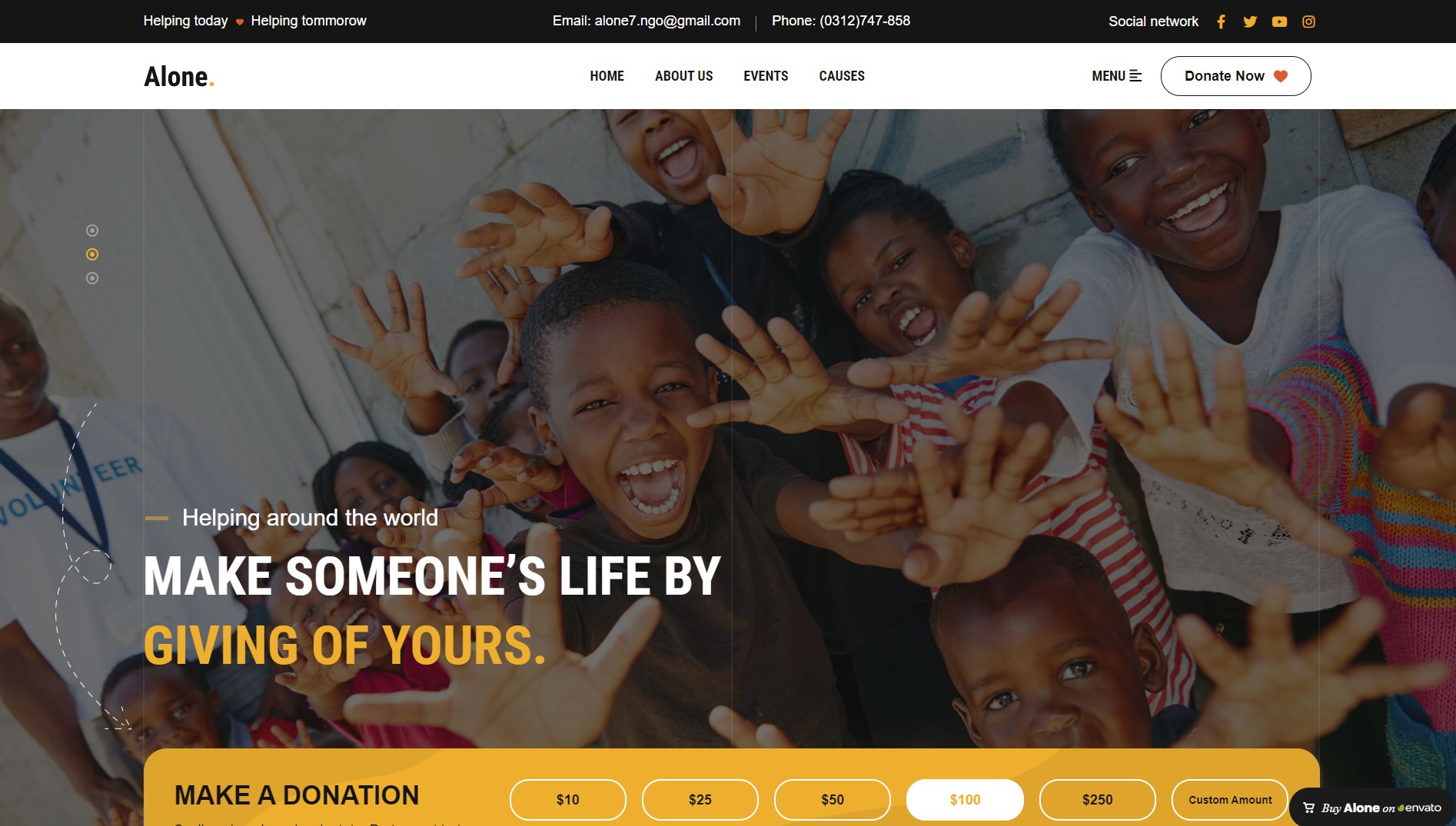 Alone charity wordpress theme