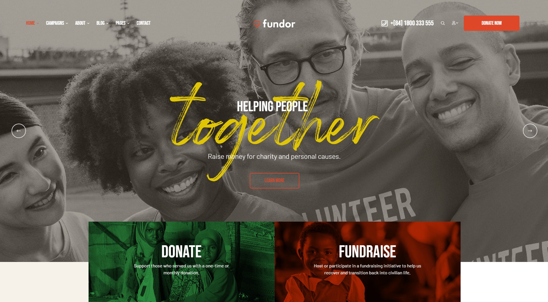 fundor nonprofit wordpress theme