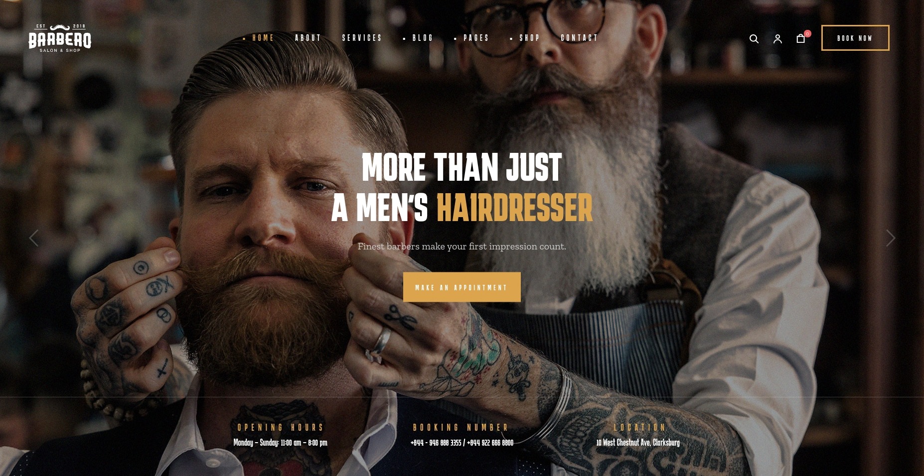 Barbero - Business Website Wordpress Theme For Hair Salon