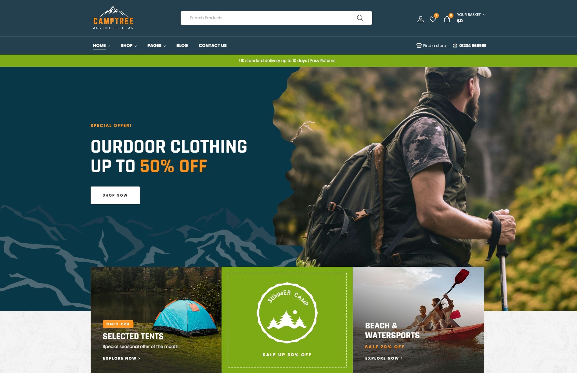 camptree - outdoor equipment woocommerce wordpress theme