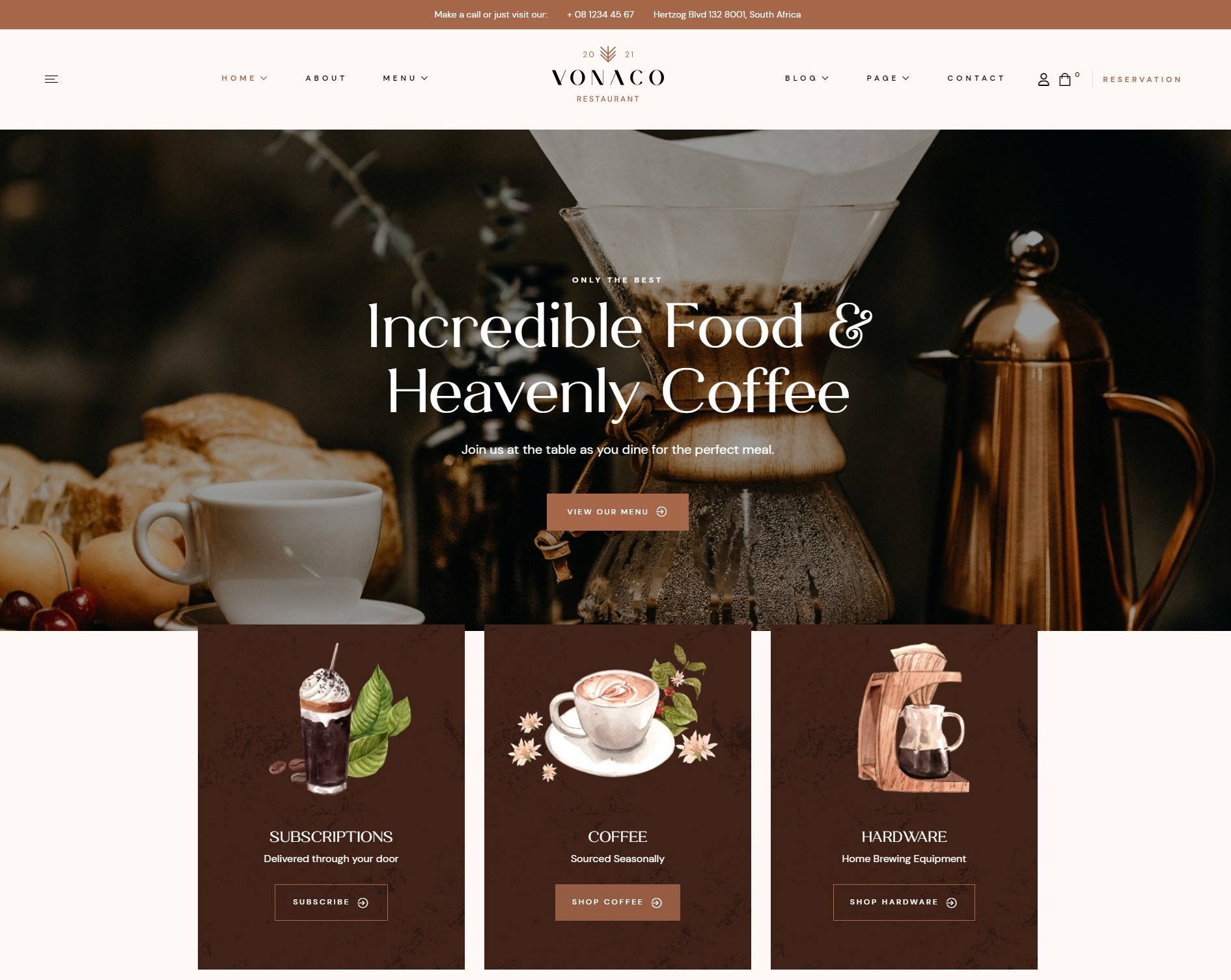 Vonaco - Bakery & Coffee Shop WordPress Theme