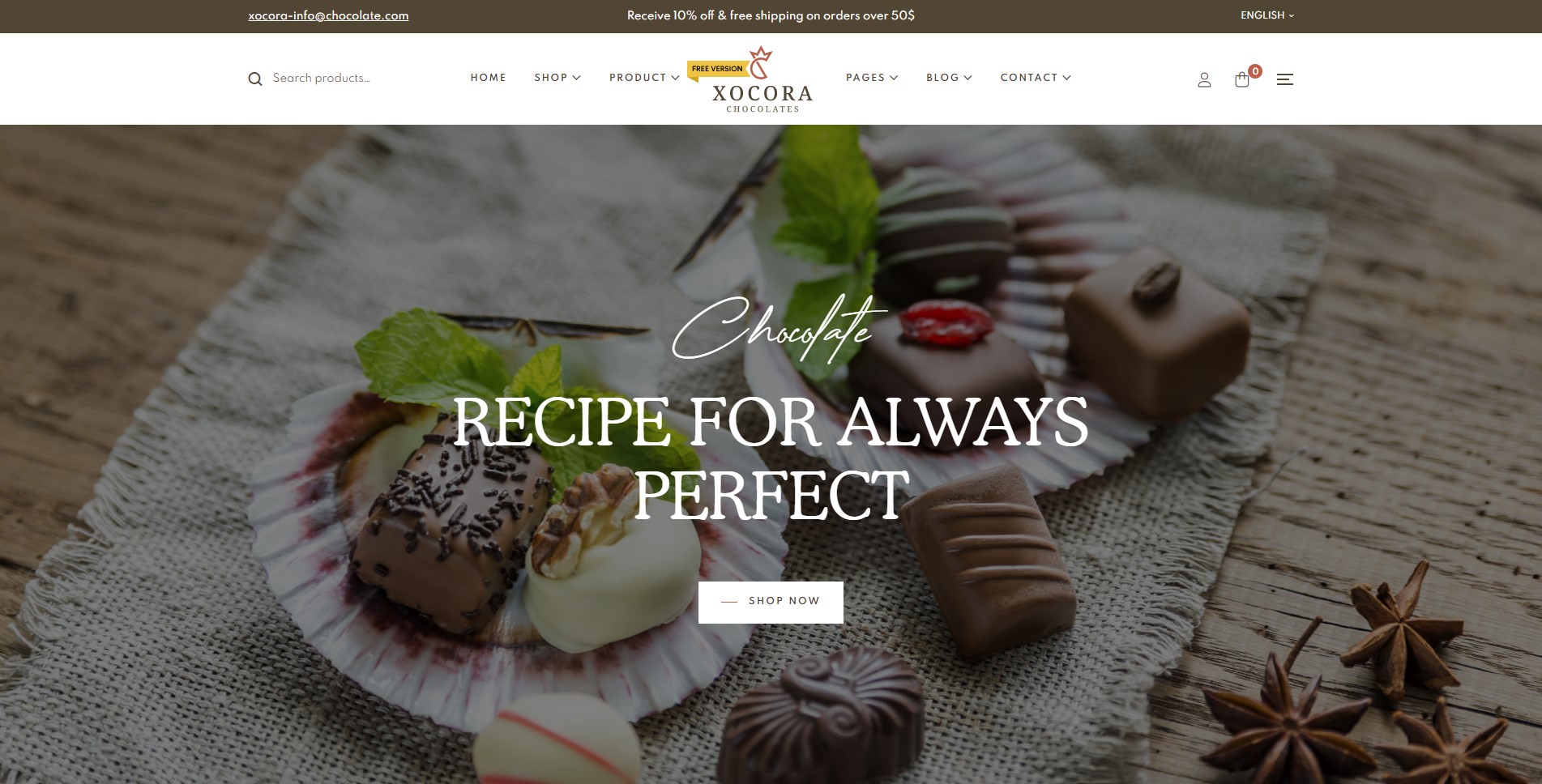 Xocora free bakery wordpress theme