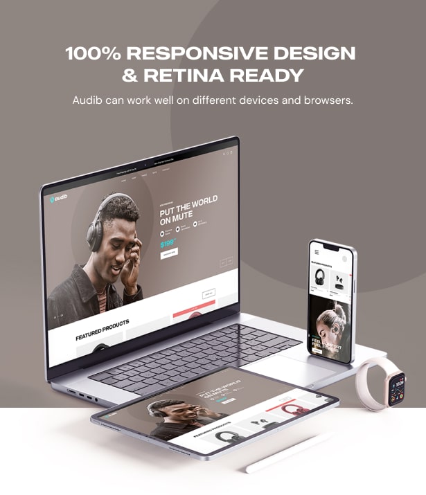 audib 100% Respnosve Design & Retina Ready