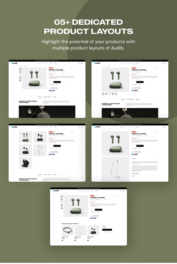 audib +5 Dedicated Product Layouts