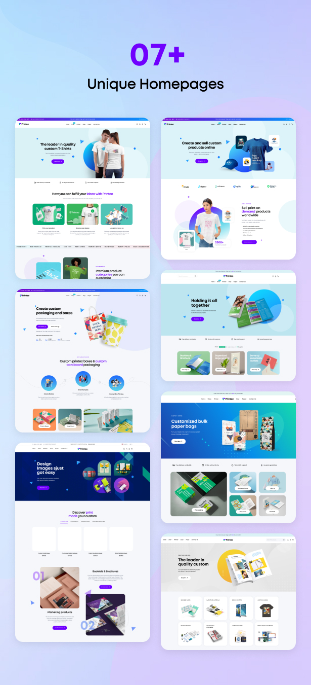 Printec woocommerce wordpress theme 07 homepages